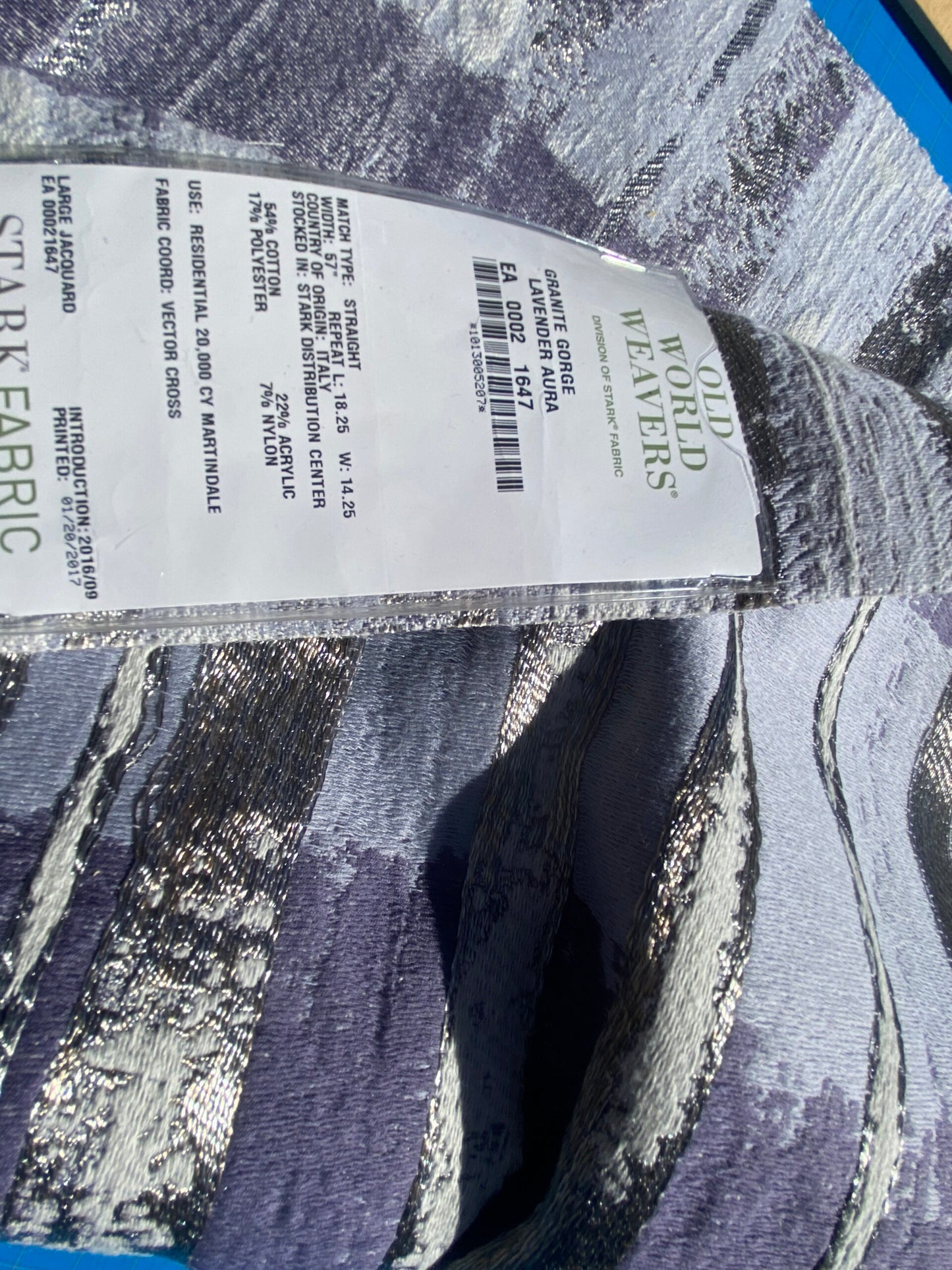 26 Berkbox105 Square Scalamandre Old World Weavers Granite Gorge Lavender Aura Cotton Stripe Abstract MSRP USD 297/y