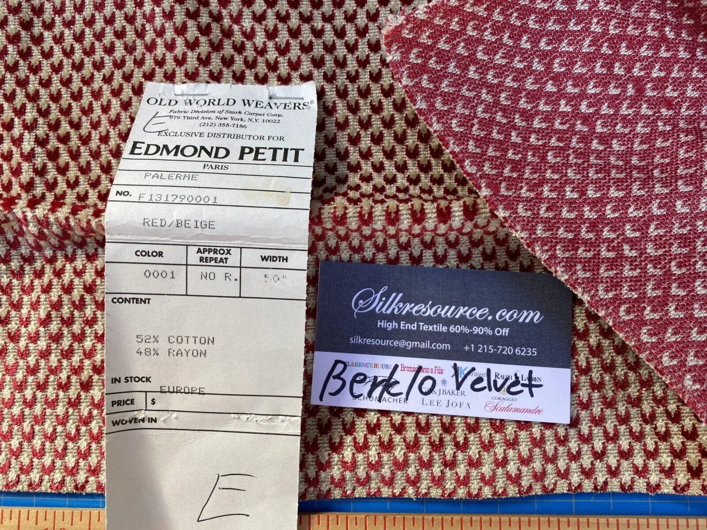 10e Berkbox10 Length Scalamandre Velvet Palerme Red/beige