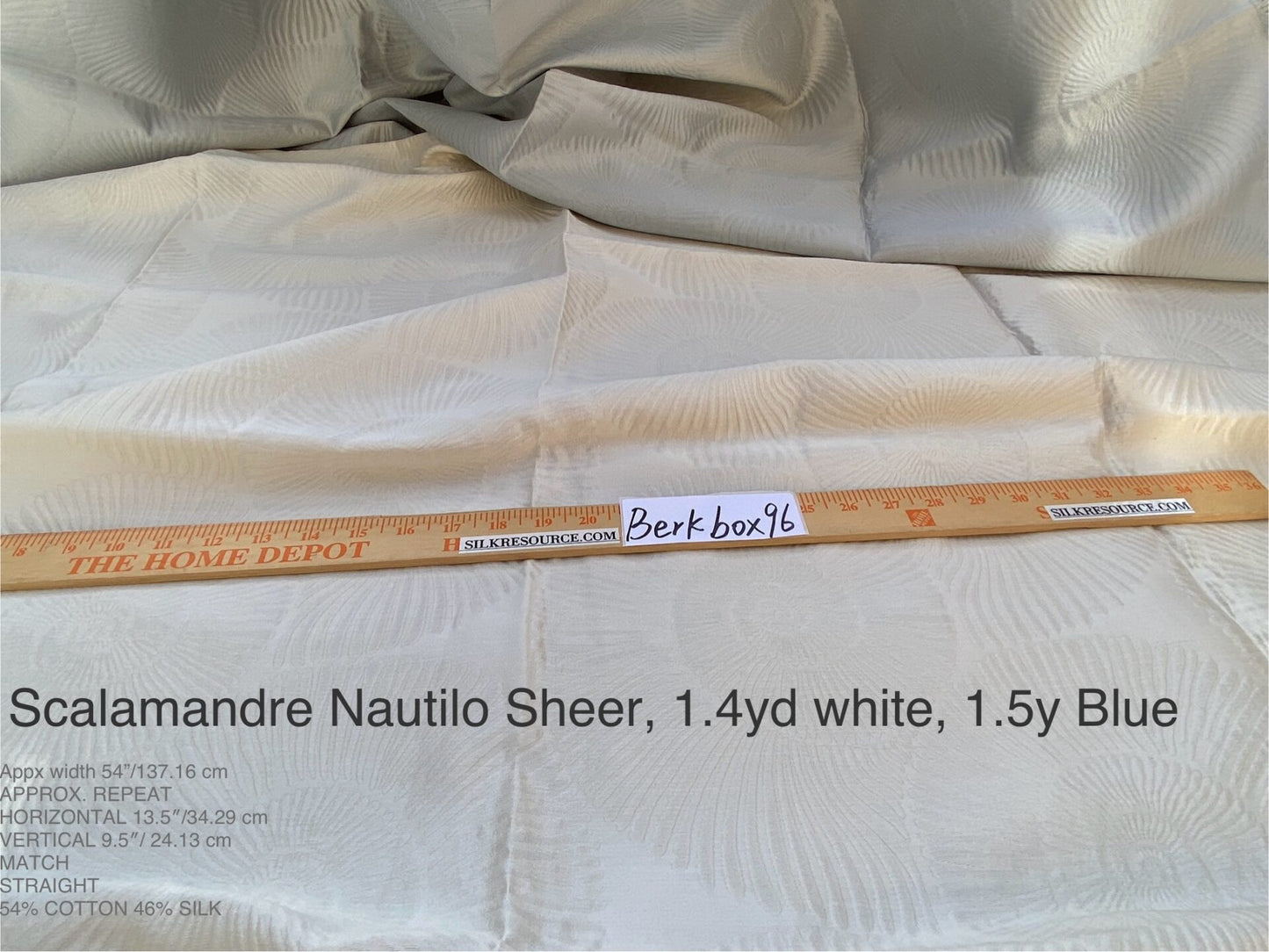 6 Berkbox96 Length Scalamandre Nautilo Eggshell 1.4yd White 1.5y Blue  Jacquard, Bird , Animal/ocean MSRP USD 302/y