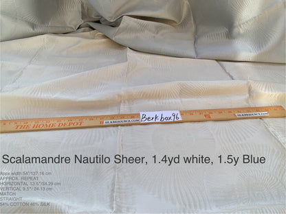 6 Berkbox96 Length Scalamandre Nautilo Eggshell 1.4yd White 1.5y Blue  Jacquard, Bird , Animal/ocean MSRP USD 302/y