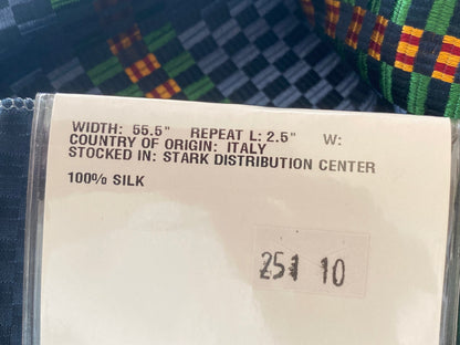 32 Berkbox73 Square Silk by Old World Weavers Plutarco Dark Sapphire Blue Jacquard Plaid Texture MSRP USD 200+/y