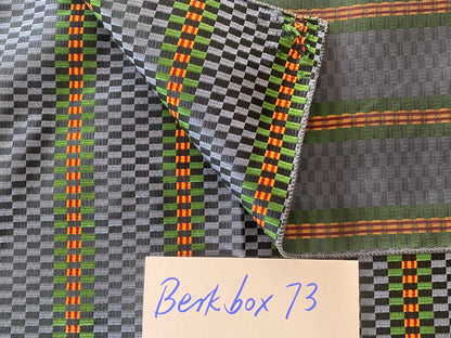 32 Berkbox73 Square Silk by Old World Weavers Plutarco Dark Sapphire Blue Jacquard Plaid Texture MSRP USD 200+/y
