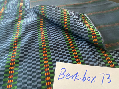 32 Berkbox73 Square Silk by Old World Weavers Plutarco Dark Sapphire Blue Jacquard Plaid Texture MSRP USD 200+/y
