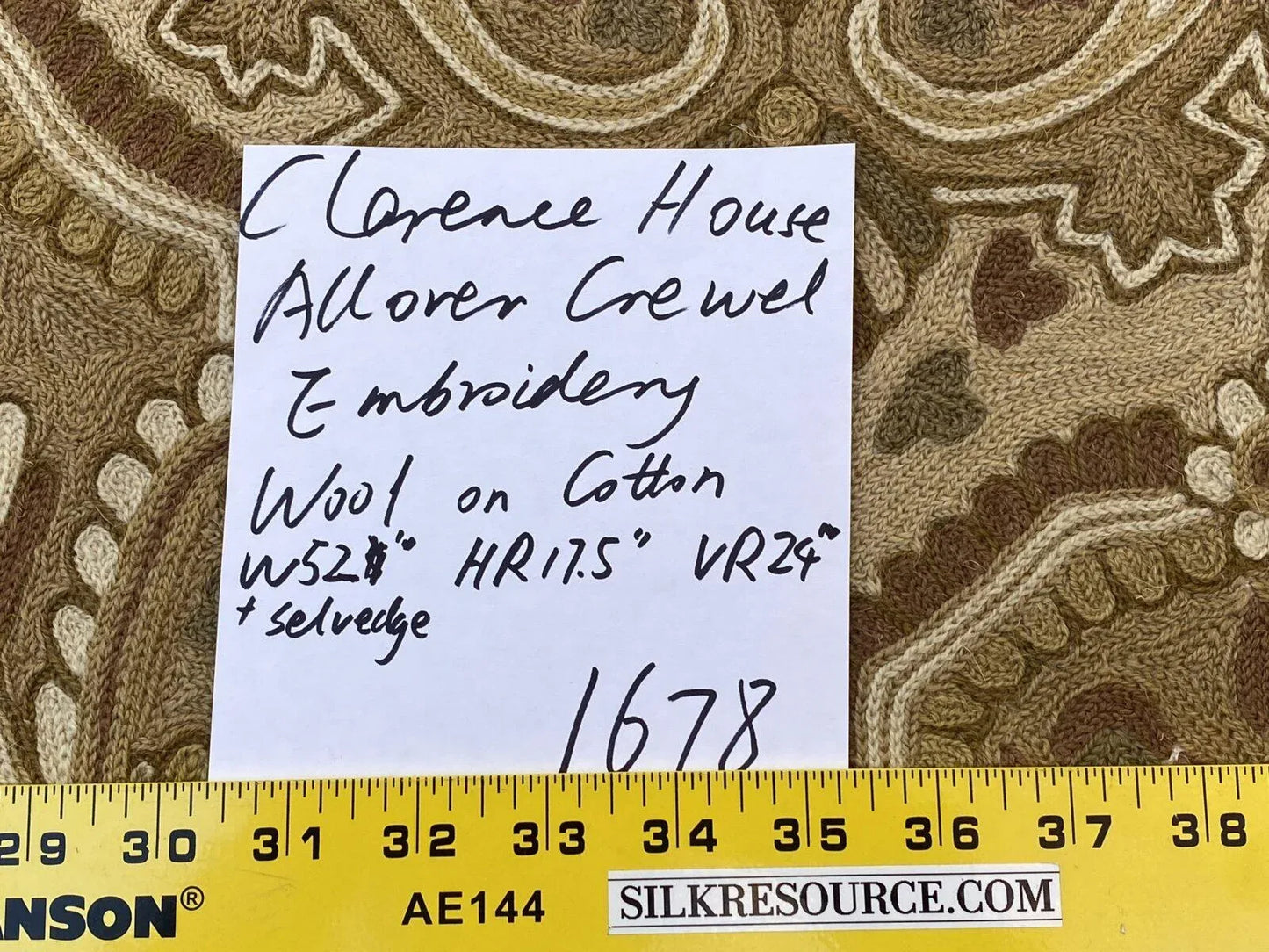 Old World Weavers Shaldar Crewel Allover Medallion Crewel Beige Oatmeal On Natural Wool On Cotton MSRP USD 708/yard