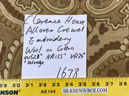 Old World Weavers Shaldar Crewel Allover Medallion Crewel Beige Oatmeal On Natural Wool On Cotton MSRP USD 708/yard