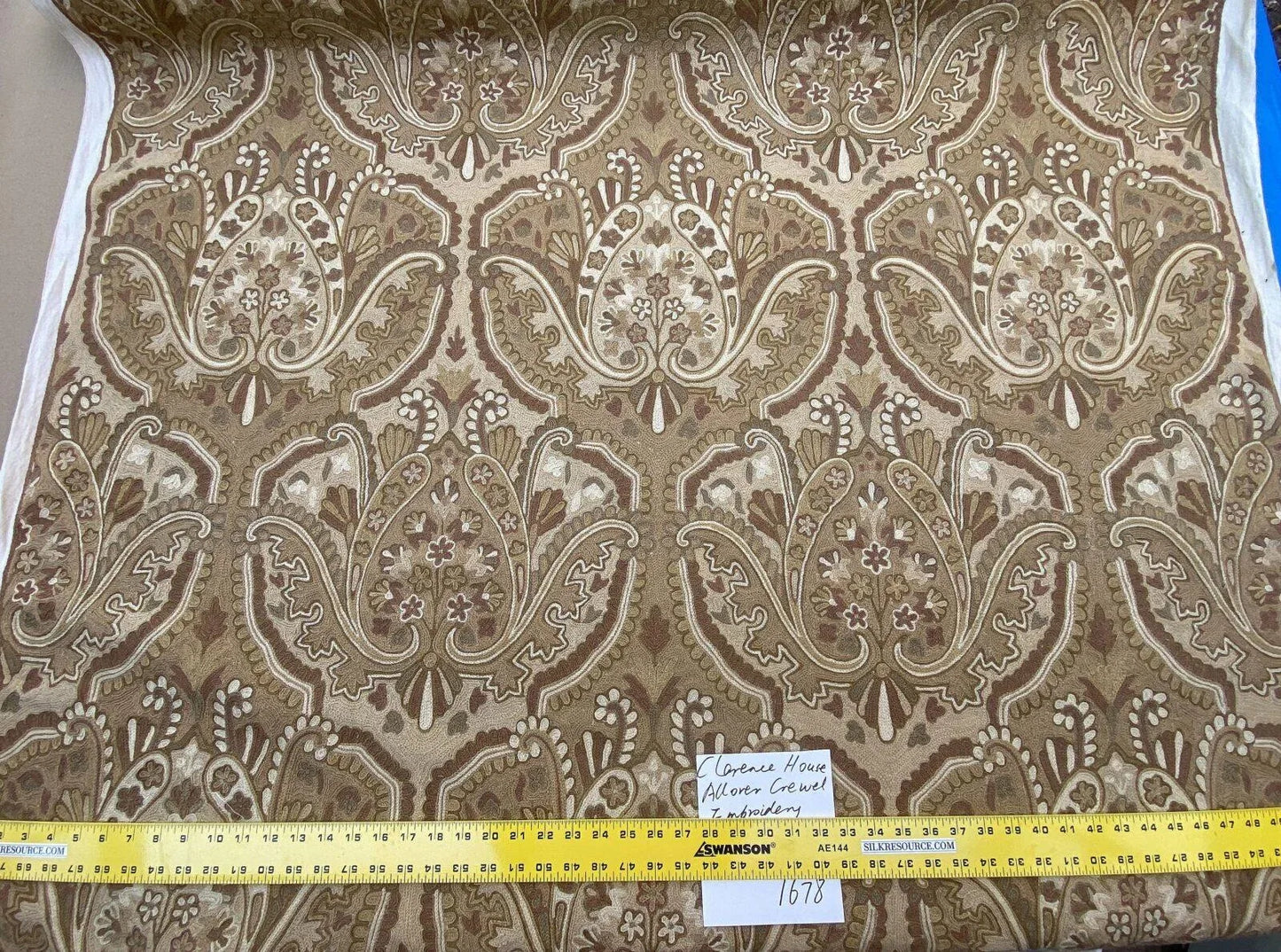 Old World Weavers Shaldar Crewel Allover Medallion Crewel Beige Oatmeal On Natural Wool On Cotton MSRP USD 708/yard