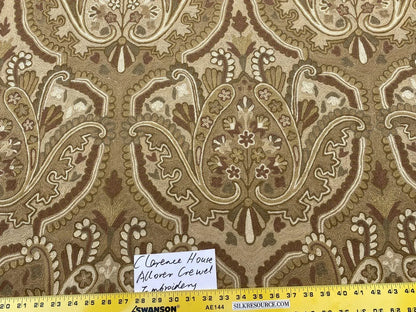 Old World Weavers Shaldar Crewel Allover Medallion Crewel Beige Oatmeal On Natural Wool On Cotton MSRP USD 708/yard