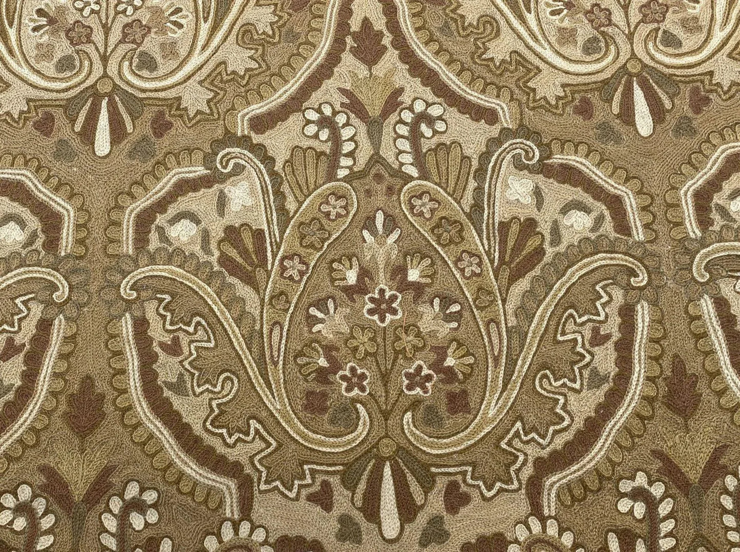 Old World Weavers Shaldar Crewel Allover Medallion Crewel Beige Oatmeal On Natural Wool On Cotton MSRP USD 708/yard