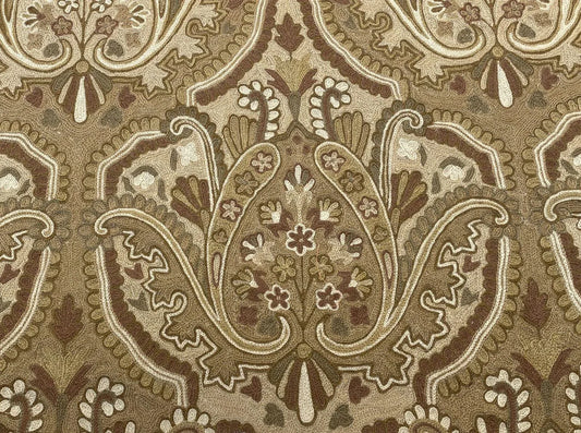 Old World Weavers Shaldar Crewel Allover Medallion Crewel Beige Oatmeal On Natural Wool On Cotton MSRP USD 708/yard