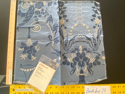 36 Berkbox73 Square Silk by Scalamandre Meuse Ornamental Silver and Blue Silk Lampas Renaissance Neoclassical