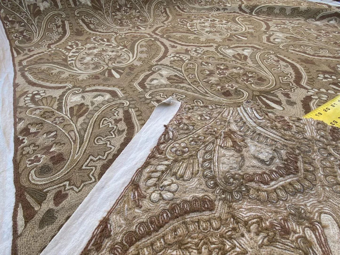 Old World Weavers Shaldar Crewel Allover Medallion Crewel Beige Oatmeal On Natural Wool On Cotton MSRP USD 708/yard