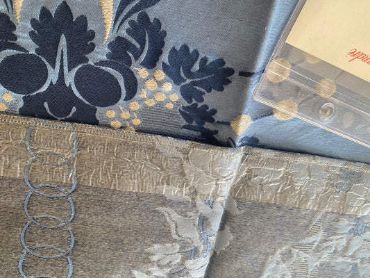 36 Berkbox73 Square Silk by Scalamandre Meuse Ornamental Silver and Blue Silk Lampas Renaissance Neoclassical