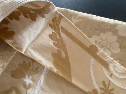 37 Berkbox73 Square 17x17" Silk by Scalamandre Meuse Ornamental Wheat and Cream on Tan Silk Lampas Renaissance Neoclassical