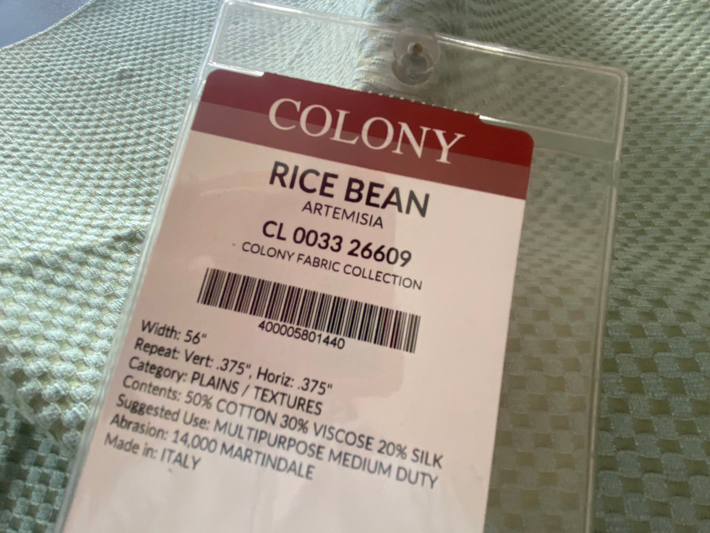 38 Berkbox73 Square Silk by Scalamandre Colony Rice Bean Artemisia Green Small Scale