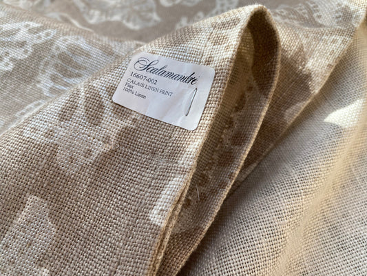 9 Berkbox96 Length Printed Fabrics by Scalamandre Calais Linen Print Flax Beige White Pomegranate Foliage 1.2yards MSRP USD300+/y