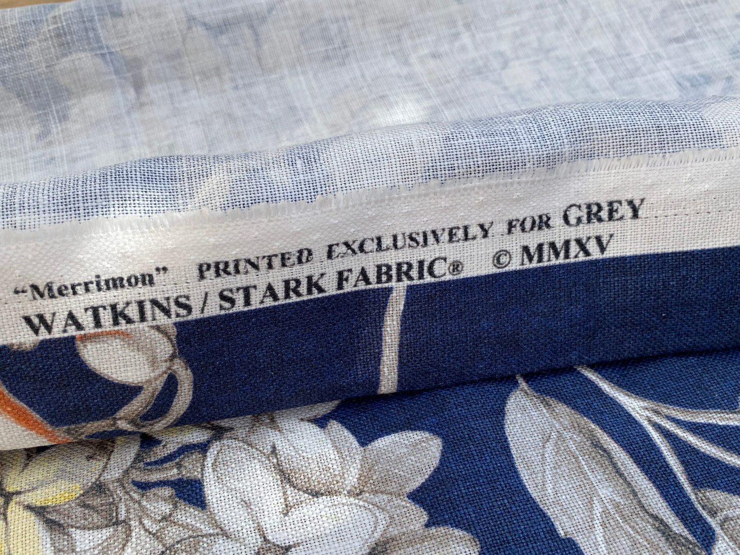 12 Berkbox96 Length Printed Fabrics by Scalamandre Merrimon Navy Blue Floral 100% Linen with Glazed finish MSRP 346/y