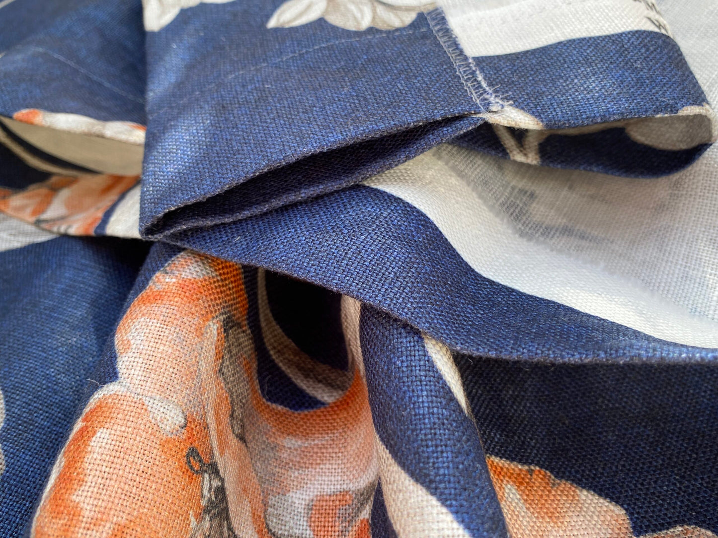 12 Berkbox96 Length Printed Fabrics by Scalamandre Merrimon Navy Blue Floral 100% Linen with Glazed finish MSRP 346/y