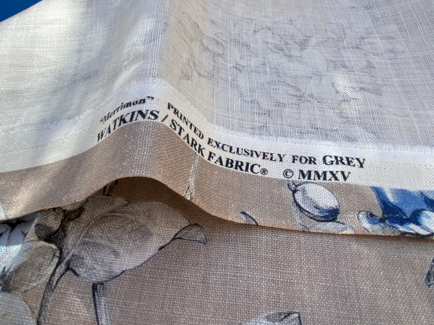 13 Berkbox96 Length Printed Fabrics by Scalamandre Merrimon Linen Gray Floral 100% Linen with Glazed finish MSRP 346/y