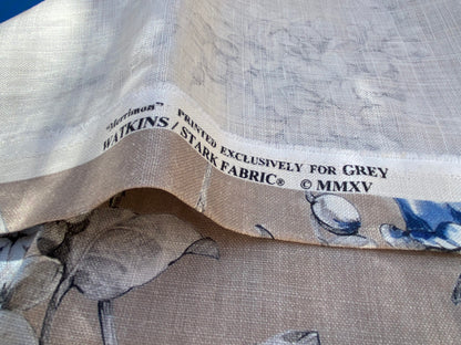 13 Berkbox96 Length Printed Fabrics by Scalamandre Merrimon Linen Gray Floral 100% Linen with Glazed finish MSRP 346/y
