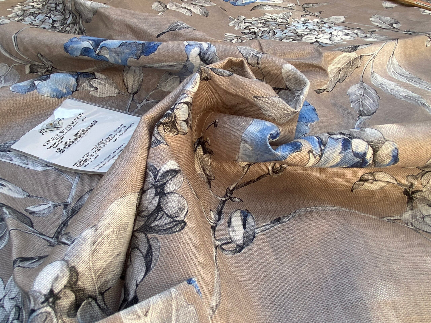 13 Berkbox96 Length Printed Fabrics by Scalamandre Merrimon Linen Gray Floral 100% Linen with Glazed finish MSRP 346/y
