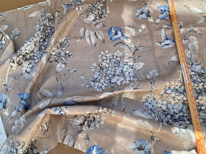 13 Berkbox96 Length Printed Fabrics by Scalamandre Merrimon Linen Gray Floral 100% Linen with Glazed finish MSRP 346/y