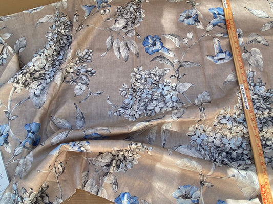 13 Berkbox96 Length Printed Fabrics by Scalamandre Merrimon Linen Gray Floral 100% Linen with Glazed finish MSRP 346/y