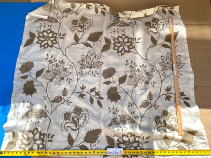 14 Berkbox96 Length Embroidery Floral Botanical Foliage White and Brown MSRP USD300+/y