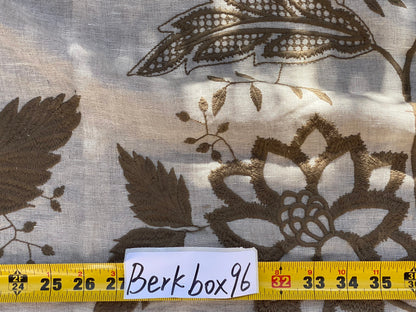 14 Berkbox96 Length Embroidery Floral Botanical Foliage White and Brown MSRP USD300+/y