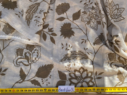 14 Berkbox96 Length Embroidery Floral Botanical Foliage White and Brown MSRP USD300+/y