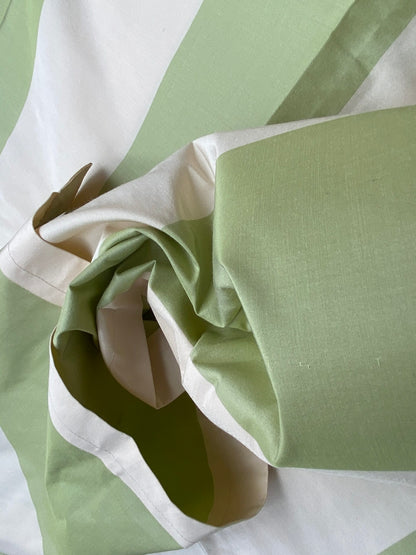 1 Berkbox97 Length 2.4yds Plains Textures by Scalamandre Riviera Stripe Cannes Green Beige / Natural Wool Silk MSRP USD364/yd