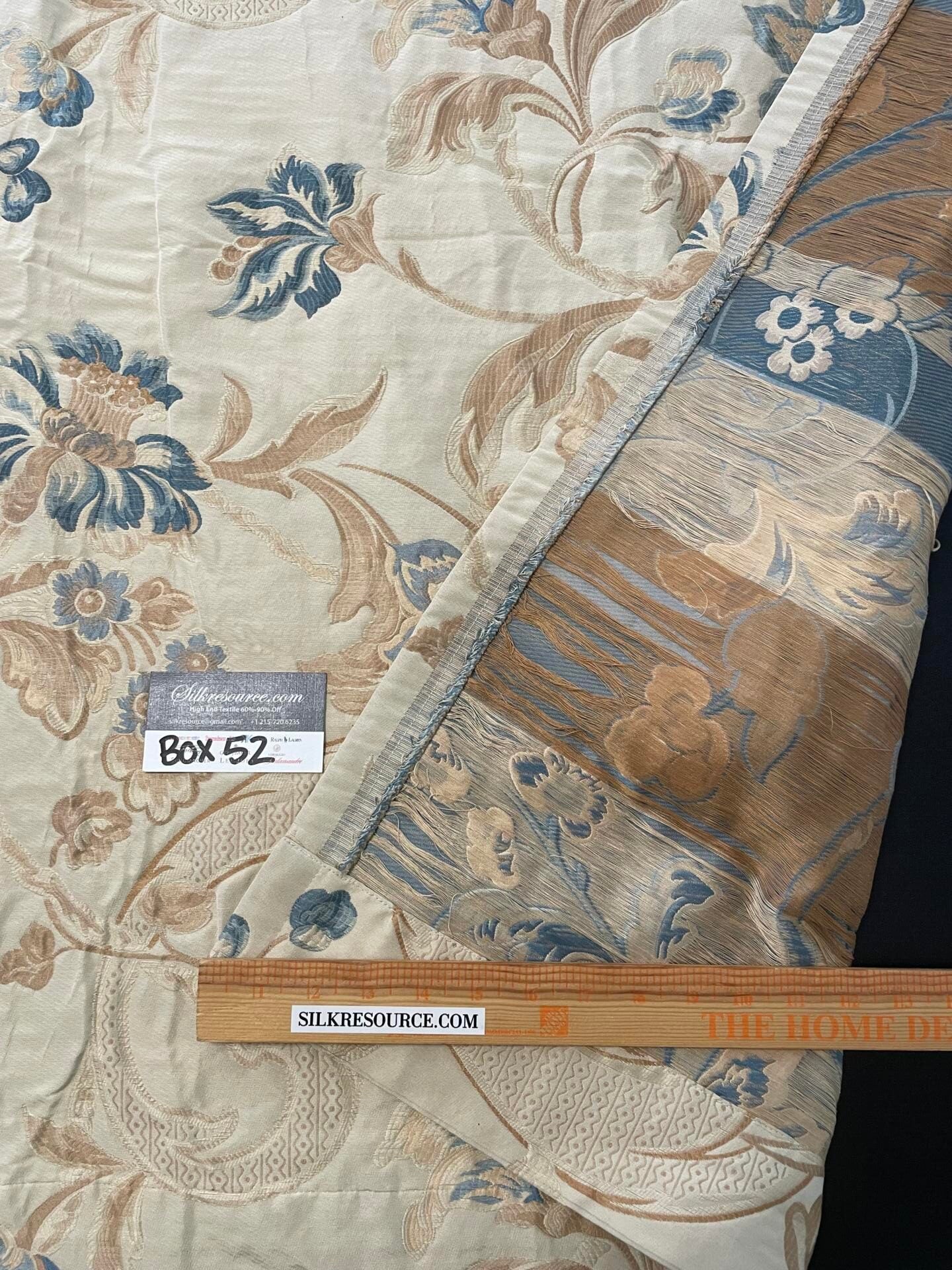 26 Berkbox52 79" x 52"  Scalamandre La Fiorentina Blue / Antique Peach Lampases By Old World Weavers MSRP USD 456/Y