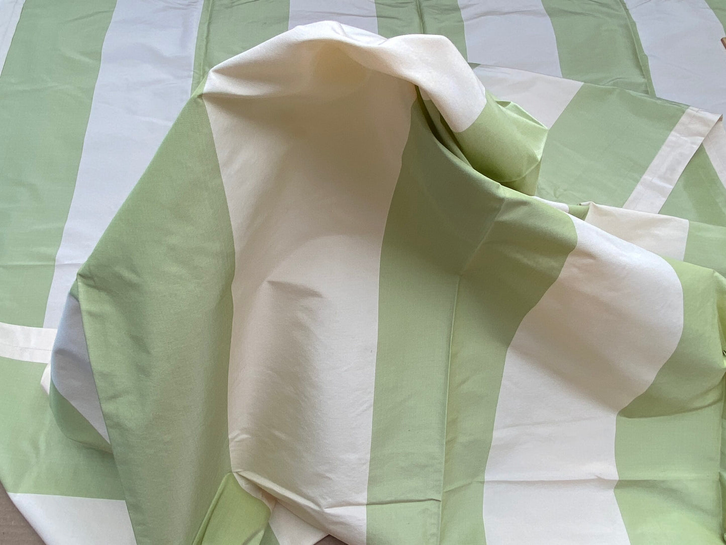 1 Berkbox97 Length 2.4yds Plains Textures by Scalamandre Riviera Stripe Cannes Green Beige / Natural Wool Silk MSRP USD364/yd