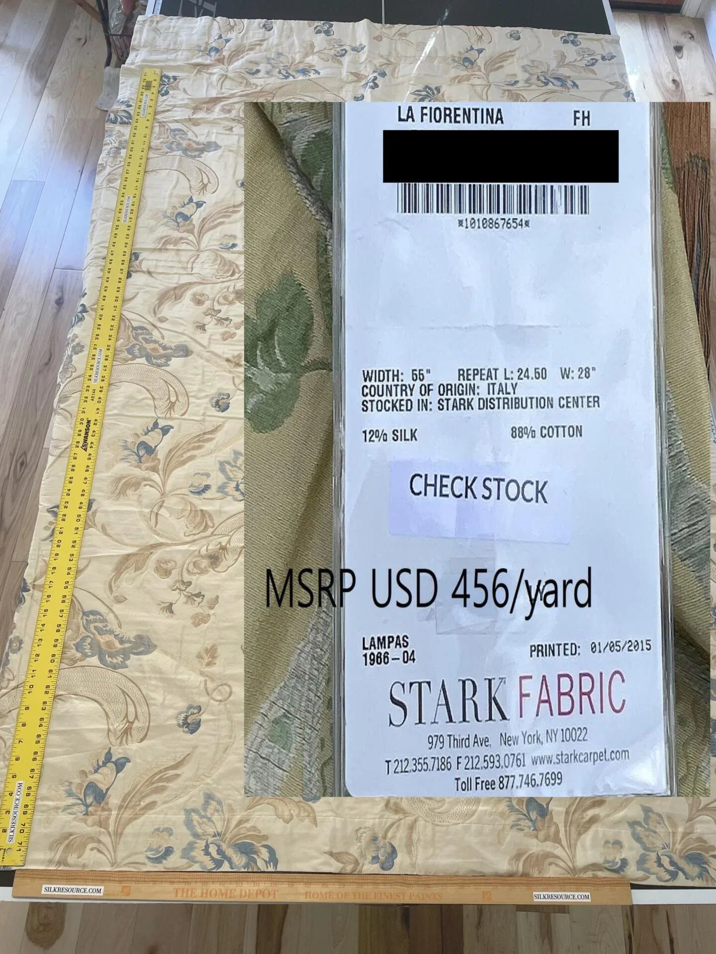 26 Berkbox52 79" x 52"  Scalamandre La Fiorentina Blue / Antique Peach Lampases By Old World Weavers MSRP USD 456/Y