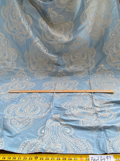 2 Berkbox97 Length Scalamandre Hillcrest Ivory On Celestial Blue Silk Renaissance Embroidery Medallion Embroidery 2.4 yds MSRP USD 394/Y