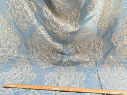 2 Berkbox97 Length Scalamandre Hillcrest Ivory On Celestial Blue Silk Renaissance Embroidery Medallion Embroidery 2.4 yds MSRP USD 394/Y