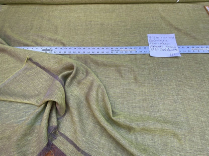 4.75yds X 120” Wide Scalamandre Semi-sheer Avocado Green Double Width