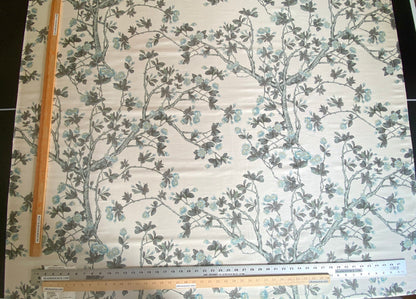 By Yd Scalamandre Knollwood Flower Tree Cherry Blossom Chinoiserie Blue Pewter Silk Print MSRP USD 320/Y