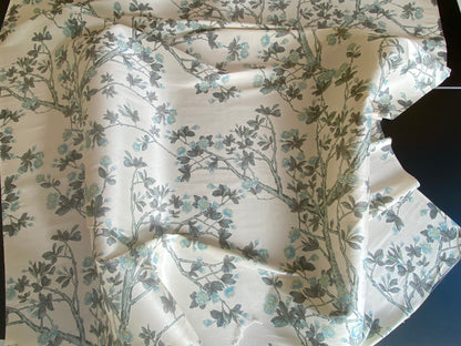 By Yd Scalamandre Knollwood Flower Tree Cherry Blossom Chinoiserie Blue Pewter Silk Print MSRP USD 320/Y