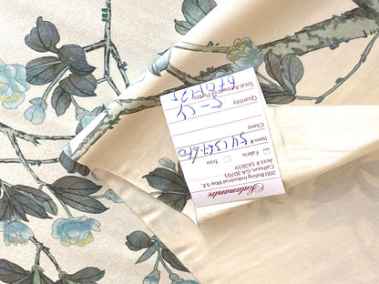 By Yd Scalamandre Knollwood Flower Tree Cherry Blossom Chinoiserie Blue Pewter Silk Print MSRP USD 320/Y