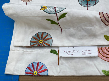 3 Berkbox97 Length Jacquard by Scalamandre Floral Fancy Blue White Coral Embroidery MSRP USD250+/y