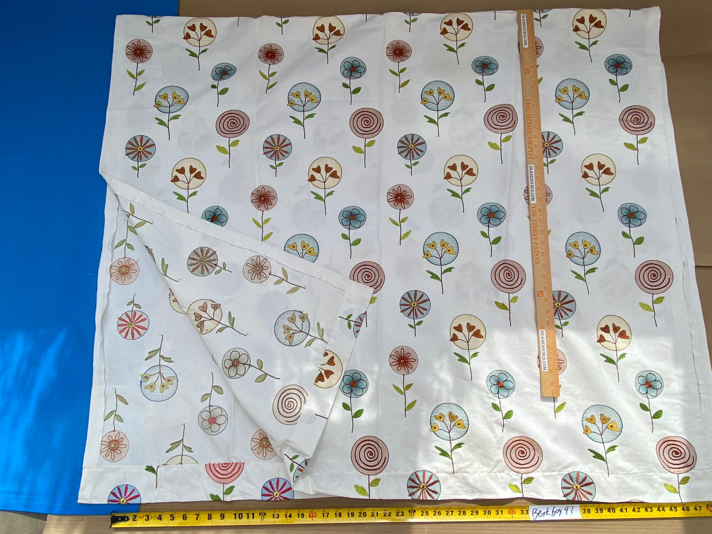 3 Berkbox97 Length Jacquard by Scalamandre Floral Fancy Blue White Coral Embroidery MSRP USD250+/y