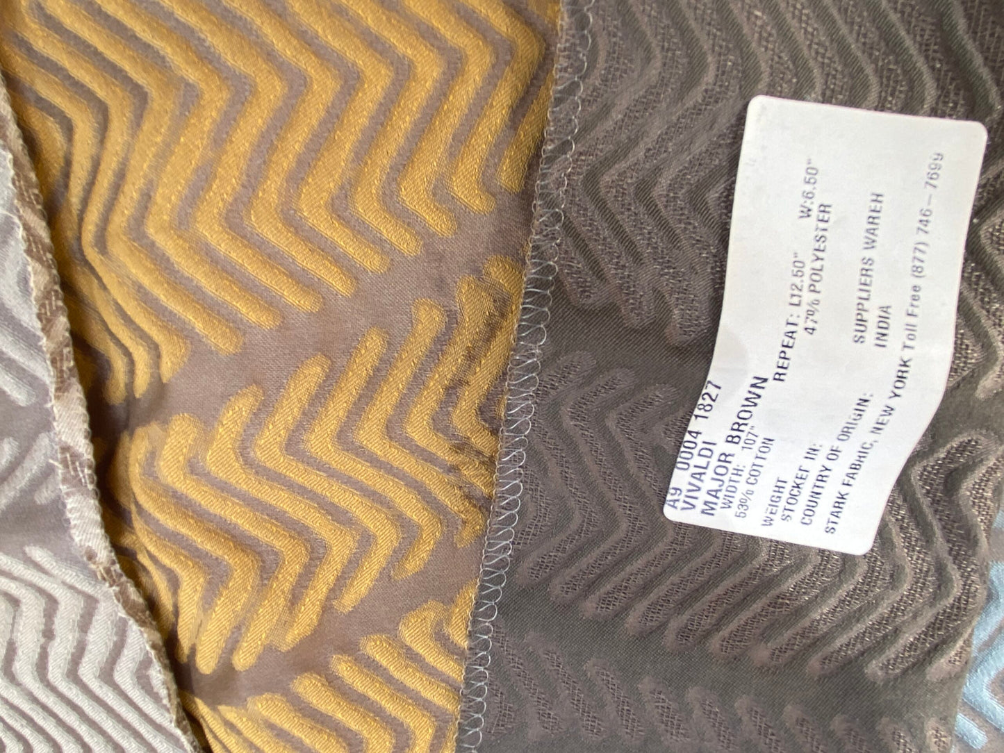 4 Berkbox97 Length Jacquard by Scalamandre Vivaldi Major Brown Cotton Polyester Chevron Stripe MSRP 200+/y