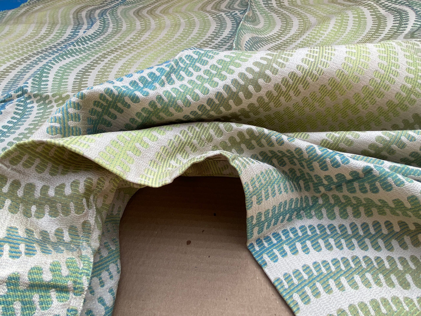 5 Berkbox97 Length Jacquard by Scalamandre Fonthill Square Silk Sensuous Stripe Aquarelle Ombre Green Blue MSRP USD 356/y