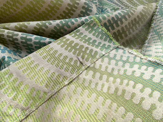 5 Berkbox97 Length Jacquard by Scalamandre Fonthill Square Silk Sensuous Stripe Aquarelle Ombre Green Blue MSRP USD 356/y