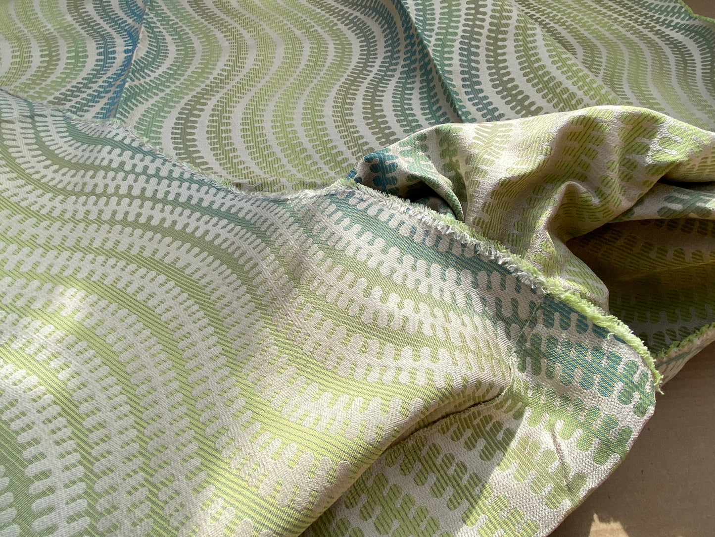 5 Berkbox97 Length Jacquard by Scalamandre Fonthill Square Silk Sensuous Stripe Aquarelle Ombre Green Blue MSRP USD 356/y