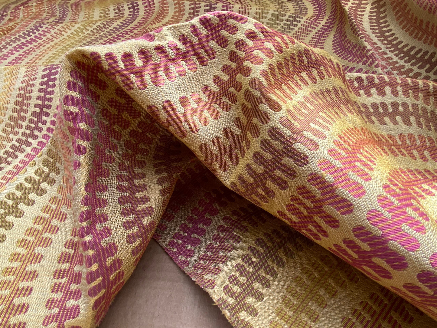 6 Berkbox97 Length Jacquard by Scalamandre Fonthill Square Silk Sensuous Stripe Autumn Ombre Orange Red Green MSRP USD 356/y