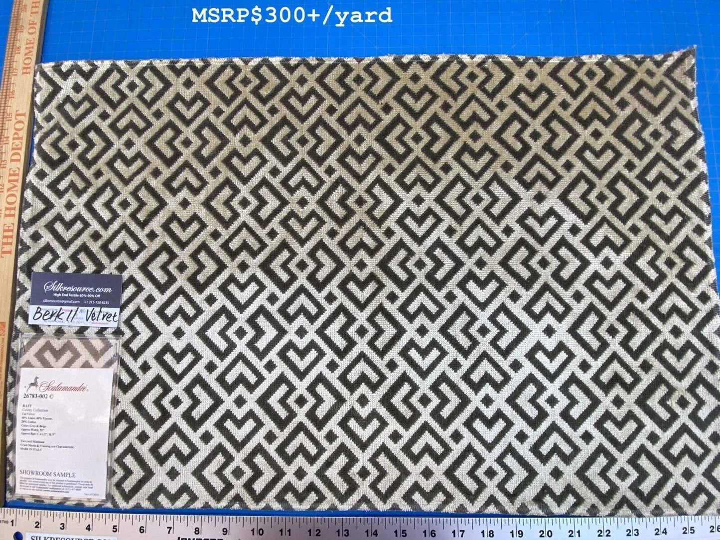 17 Berkbox11 Scalamandre Velvet Raff Colony Collection Grey &amp; Beige