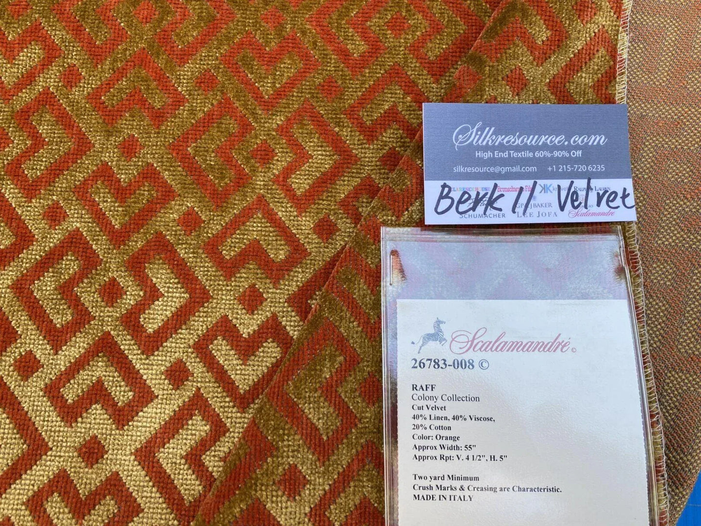18 Berkbox11 Scalamandre Velvet Raff Colony Collection Orange