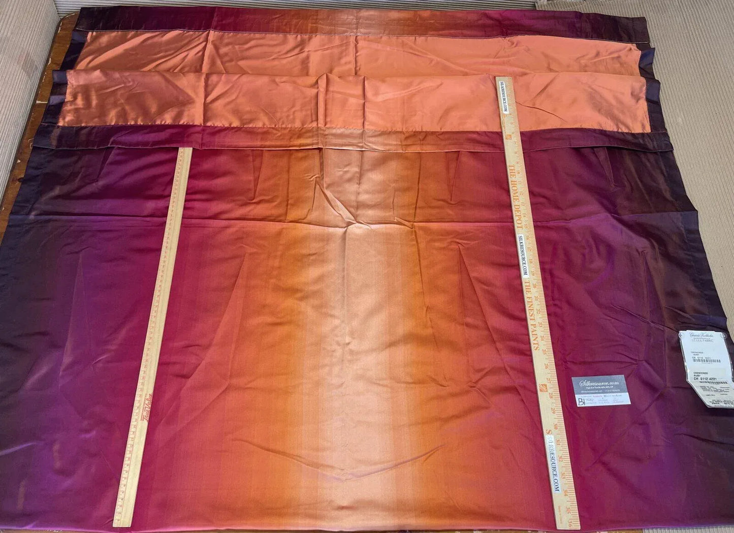 9 Berkbox1 Scalamandre Length 2.4yards Crescendo Ruby Silk satin ombré 100% silk Red Rose Orange Purple MSRP USD 624/y