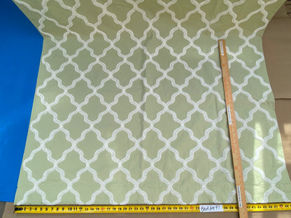 8 Berkbox97 Length Embroidery by Scalamandre Fonthill Astley Boucle Green Blue White Cream Diamond Ogee 1.2 yd + 1.2yd MSRP USD 338/Y